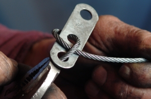 Installing the cable.