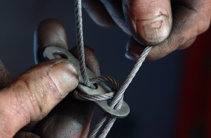 Installing the cable.